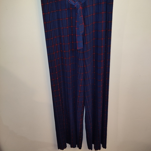 Blue and Red checkered wide leg pants - Picture 3 of 5